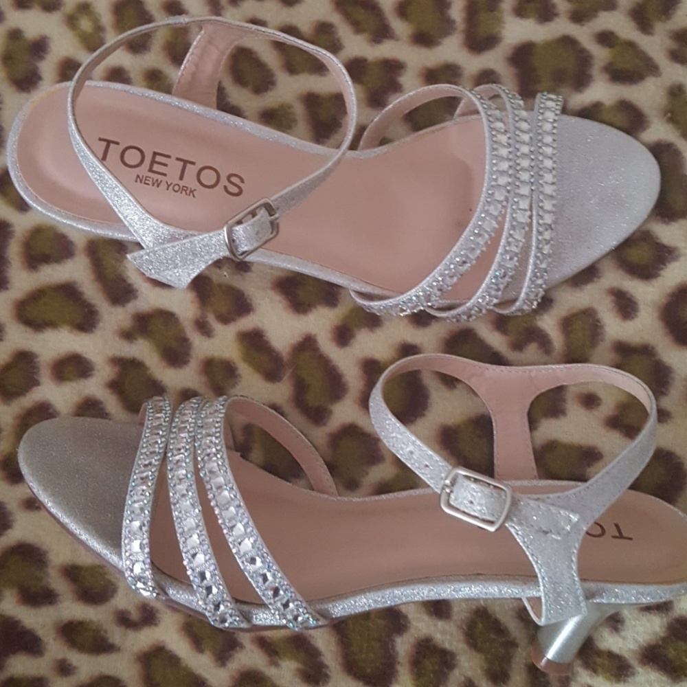 Silver and gemstone strapped high heel shoes
